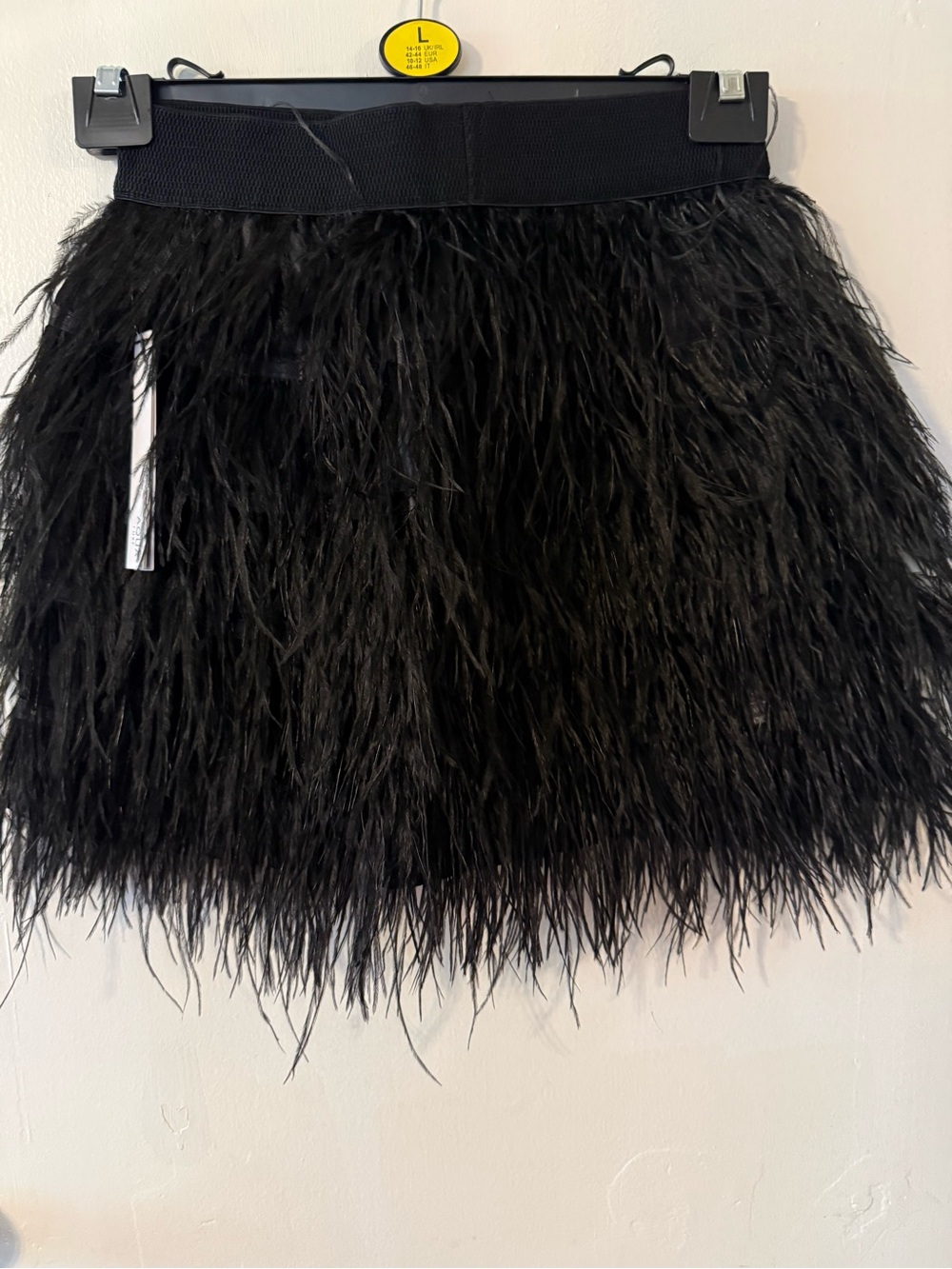 Bloomingdale’s Aqua Brand Black Feather Trim Mini Skirt